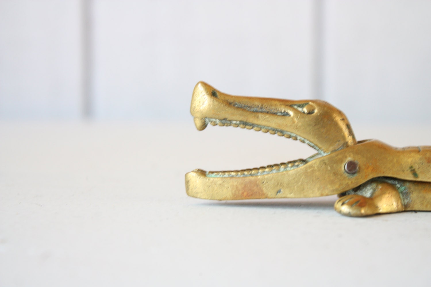 Brass Alligator Nutcracker // Solid Brass Paperweight