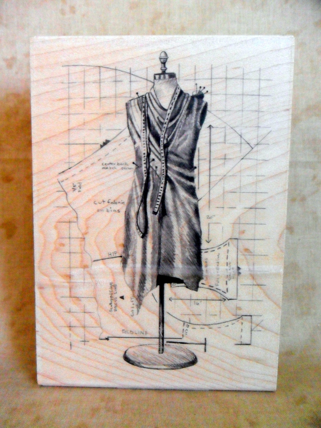 Dressform Diagram Wood Mounted Rubber Stamp by Inkadinkado-FREE SHIPPING