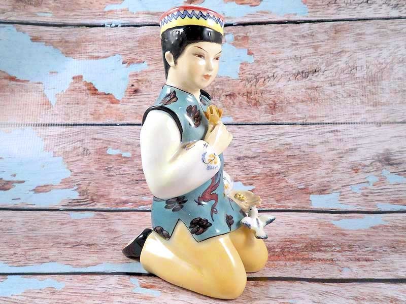 Vintage C.B. Hand Painted Italy Oriental Asian Figurine Porcelain Ceramic Statue