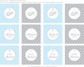 Polka Dot Baptism- Blue and Grey Cupcake Toppers- print your own Il_170x135