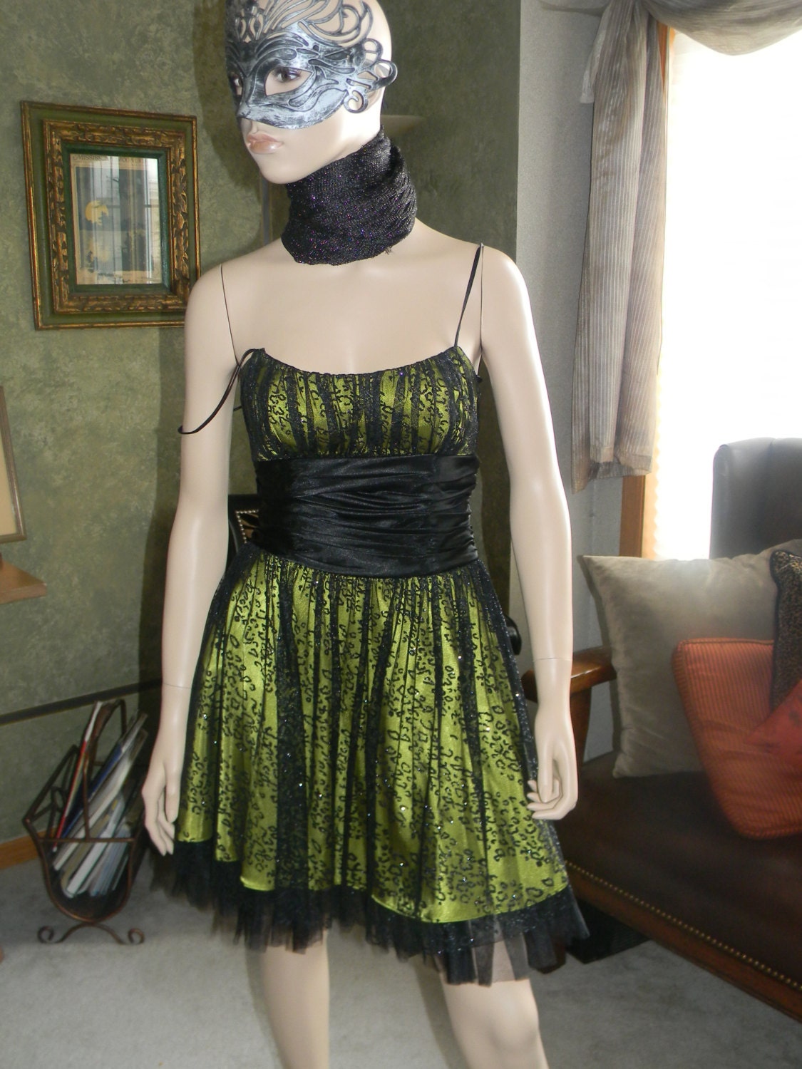 Appletini 1980s Metallic Sage Green Tulle Gown.Easter.Holiday.Cocktails in London.Paris NYC .L.A..Holiday.Celebrate.