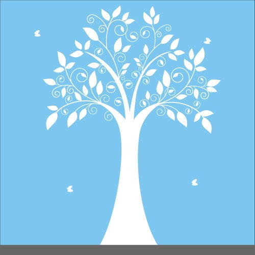 Wall Decal -tree wall decal - White silhouette Tree - nursery wall decals