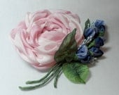 Silk Ribbon Rose Pin Brooch