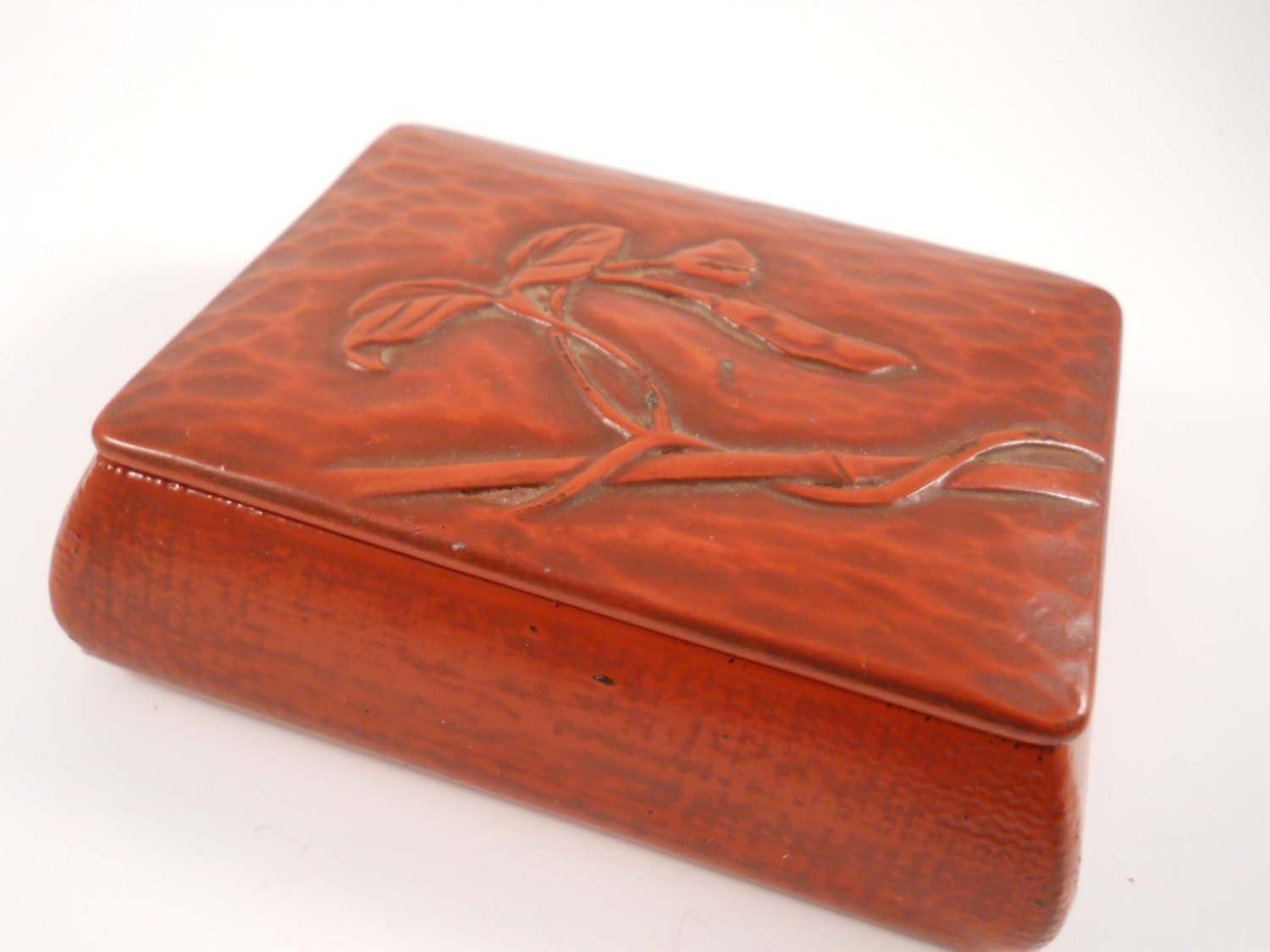 Chinese Carved Cinnabar Playing Card Box Trinket Box Red Brown