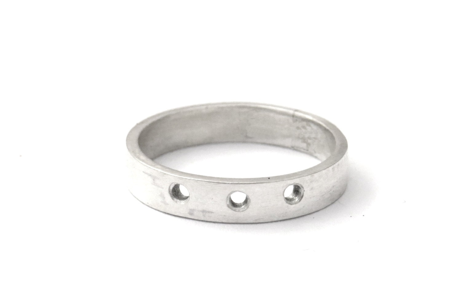 Sterling silver handmade ring with interesting drilled decoration
