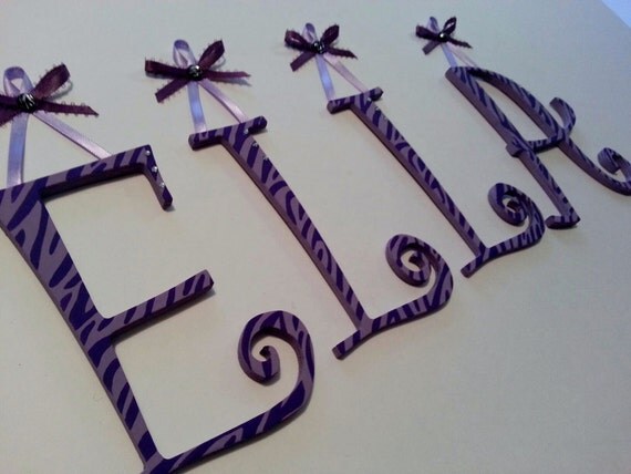 Custom Hand Painted Wooden Hanging Wall Letters by AlbonsBoutique