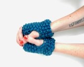 Teal Fingerless Gloves / Wrist Warmers - Carry Your Heart Shortie Mitts - CHOOSE Your Color - Lit Knits