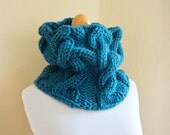 Outlander Knit Cowl Neckwarmer - CHOOSE Your Color - Cabled Cowl in Teal - Lit Knits