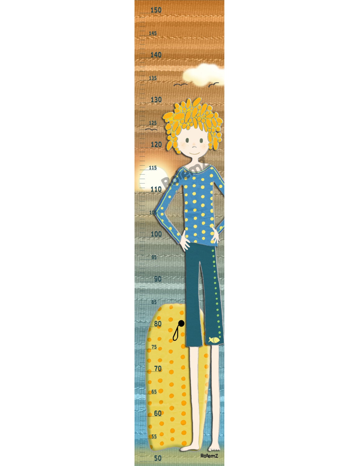 Growth Chart for Boys - Height Chart for Boys - Canvas - Lewis