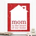 Mothers Day Digital Art Poster Print - For Mom - Red Floral Damask - Mothers Day Typography