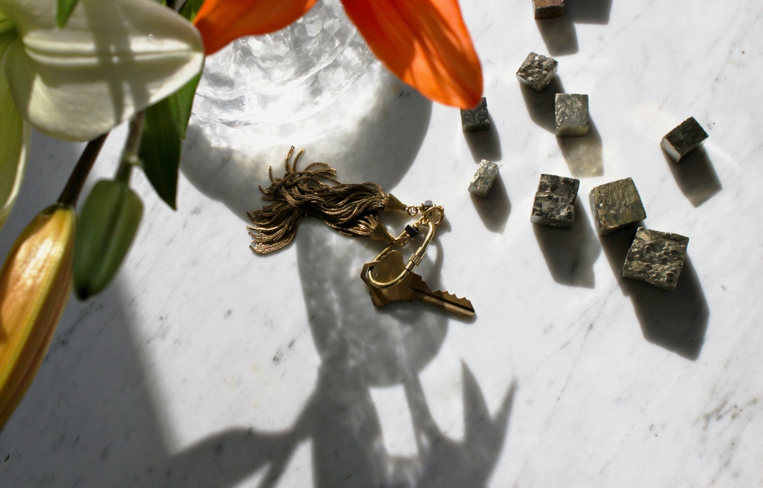 Double Tassel Brass Keychain