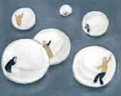 Burst the Bubble - giclee print A 4 size gouache original illustration wall decor whimsical art