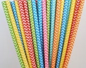 25 RAINBOW "CHEVRON" Design Paper Straws DIY Flags Paper Drinking Straws Princess Cake Pop Sticks Party Paper Straws