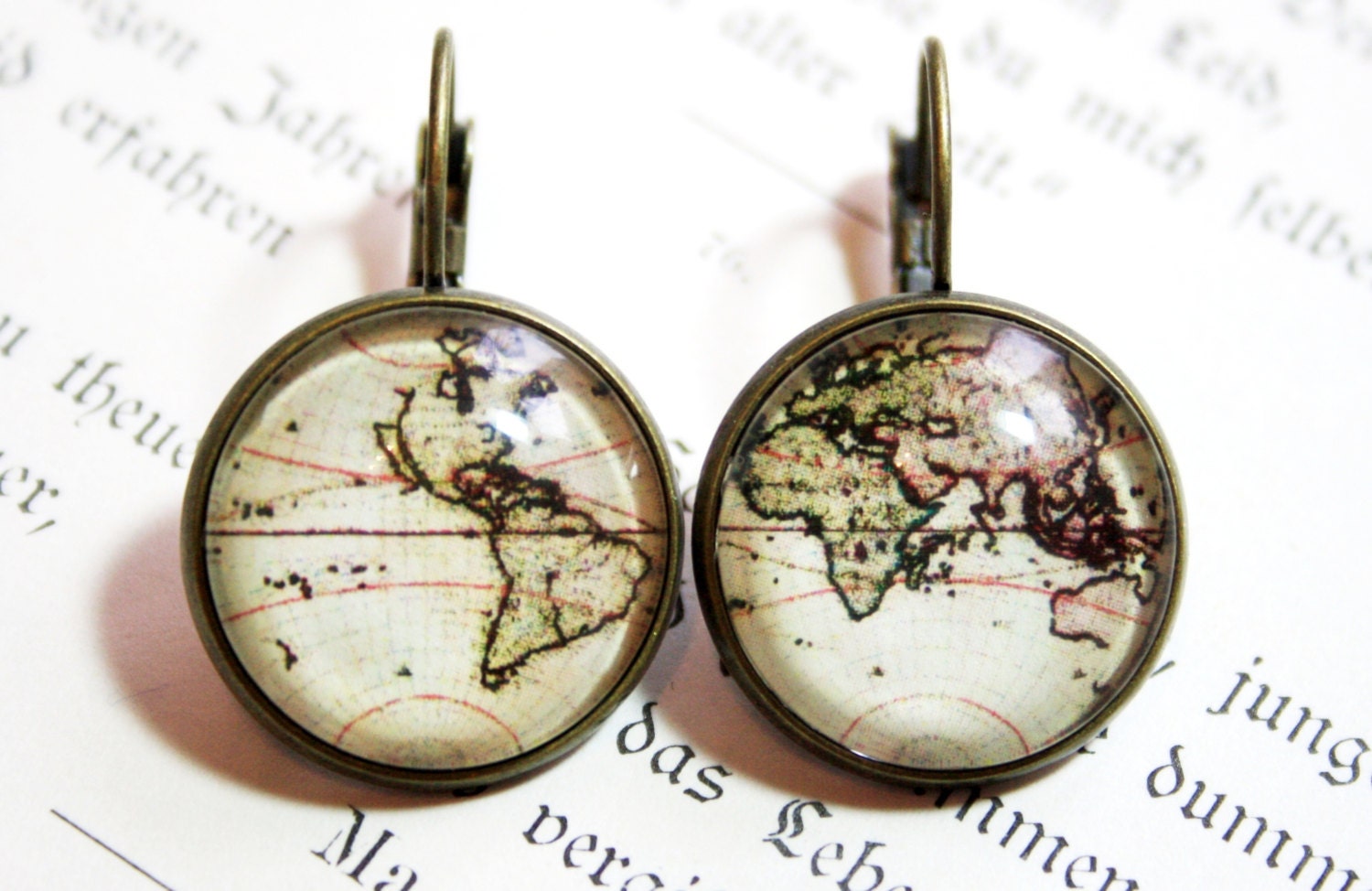 Little Earrings - Vintage Map