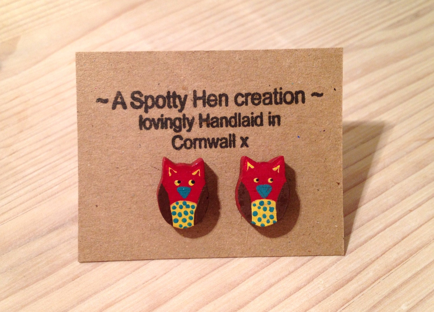 Wise Owl Earrings, Hand Painted Owl Stud Earrings, Fun & Funky Jewellery By Spottyhen For Individuals, Be Unique..Buy Handmade