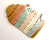 Super Soft No-Snag Elastic Hair Ties --   Happily Ever After Collection -- Ballet Pink, Ice Blue, Blush Pink,Cream, Aqua