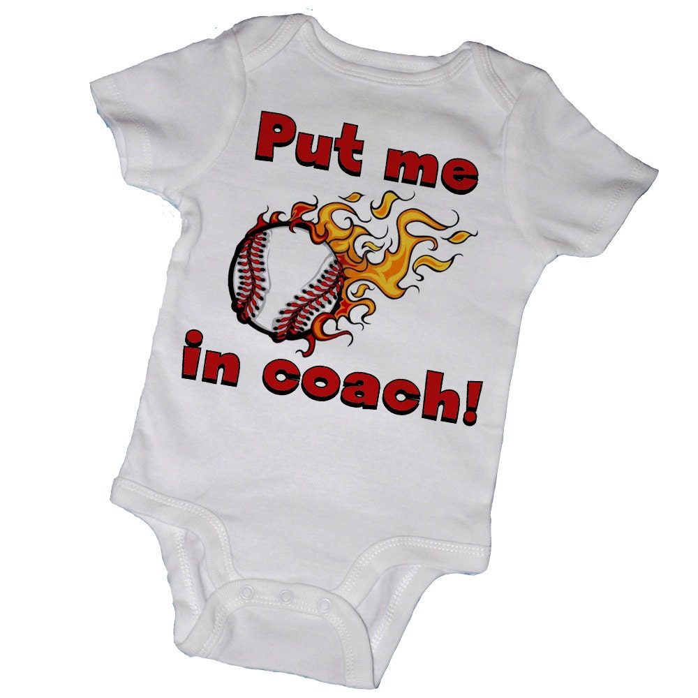 PUT ME in COACH Bodysuits,Tees, Homerun, Baseball, Allstar, World Series, Bat, Glove, Infant, Newborn, Baby Shower, Party Favor
