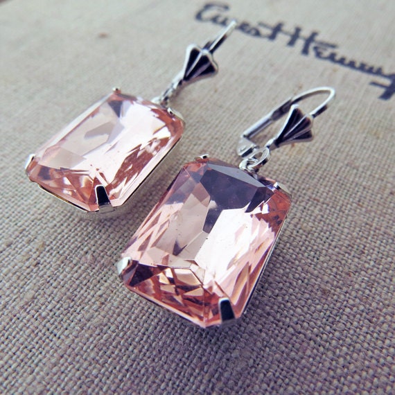 Dangle Earrings Pink Earrings Bridesmaids Gift Vintage Earrings Wedding Jewelry Bridal Earrings - Blush Pink