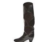 Charles David Black Leather & Suede Boots Scallop Layers Women size 7 B