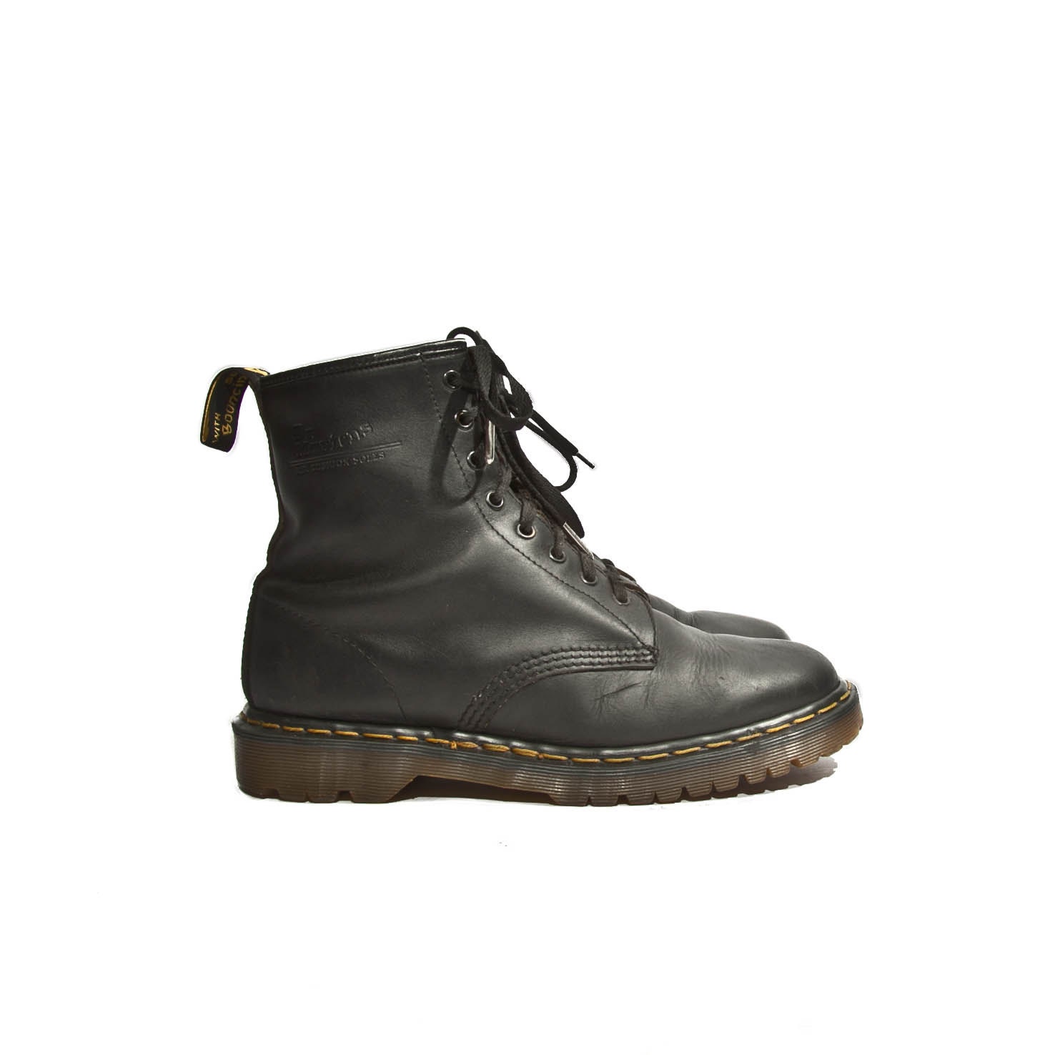Men's Dr Marten Boots 8 Eye Made in England Black Leather size 9 UK / 10 US