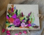 Embroidered Photo album vintage roses Wedding rustic photo album