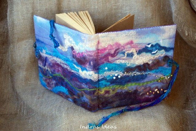 Book with sunset at sea Journal Notebook Textile art Wedding Guest book