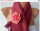 BIG SALE Wine Pashmina Shawl  Scarf