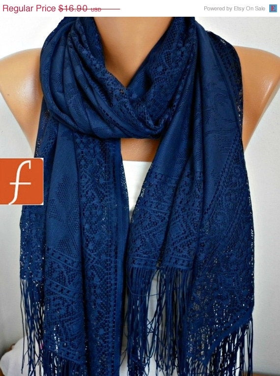 BIG SALE Navy Blue Tulle  Shawl Scarf -  Cowl - Bridesmaid gift -  fatwoman