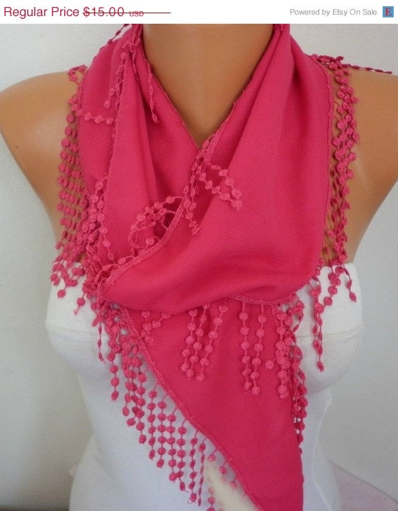 BIG SALE Hot Pink  Scarf - Pashmina Scarf - Shawl Scarf -  Cowl Scarf - fatwoman