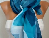 BIG SALE  Ocean Blue Scarf -Cotton Scarf Shawl Bridesmaid Gift  Multicolor Beach wrap Pareo -fatwoman