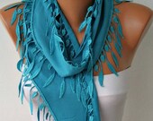 BIG SALE Pashmina Scarf  -  Cowl with Lace Edge - Dodger Blue Scarf - Bridesmaid Gift - fatwoman