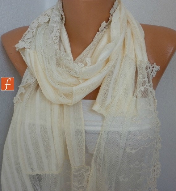 Pale Yellow  Shawl Scarf - Cowl Scarf Lace Scarf - Light Yellow - Bridesmaid Gift - for Her - Gift - mom - fatwoman