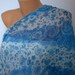 Blue Scarf  Cotton  Scarf - Shawl -  Cowl Scarf  with Lace Edge  - fatwoman- Blue Roses - Beach wear