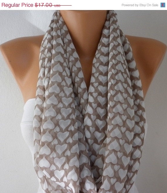 BIG SALE Infinity Scarf Shawl Circle Scarf Loop Scarf Gift -fatwoman - LOVE - Heart