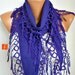 BIG SALE Purple Scarf - Pashmina Scarf - Cowl Scarf with Lace Edge - fatwoman