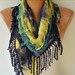 BIG SALE Purple Multicolor Scarf - Cowl with Lace Edge by Fatwoman