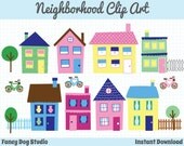 Neighborhood Clip Art Digital Scrapbooking Kit Royalty Free Images