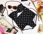 New vintage high waist bikini black thai pattren top and bottoms fashion on summer women set handmade 100%