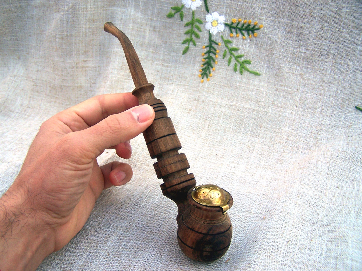 Long Wood pipe Smoking pipe Black wooden pipe Hand carved tobacco pipe Wood pipes Wooden pipes Wood carving Smoking pipes Vintage stile P12