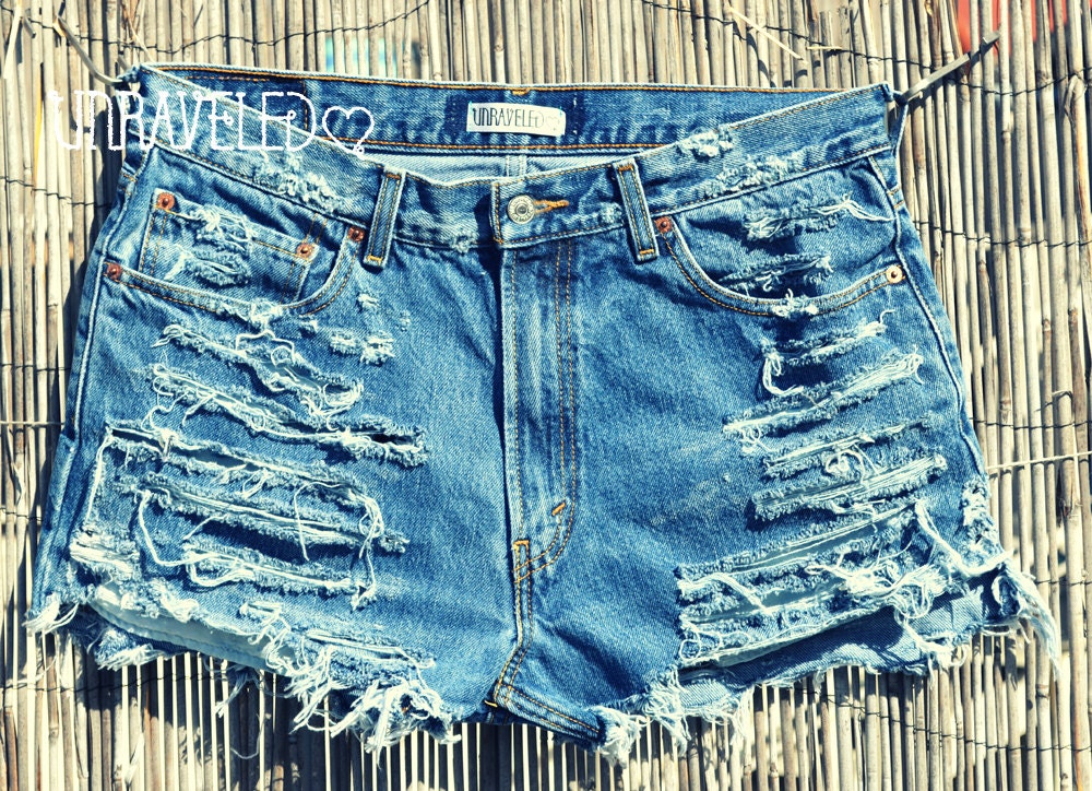 High Waisted Denim Shorts (LARGE-XLARGE)