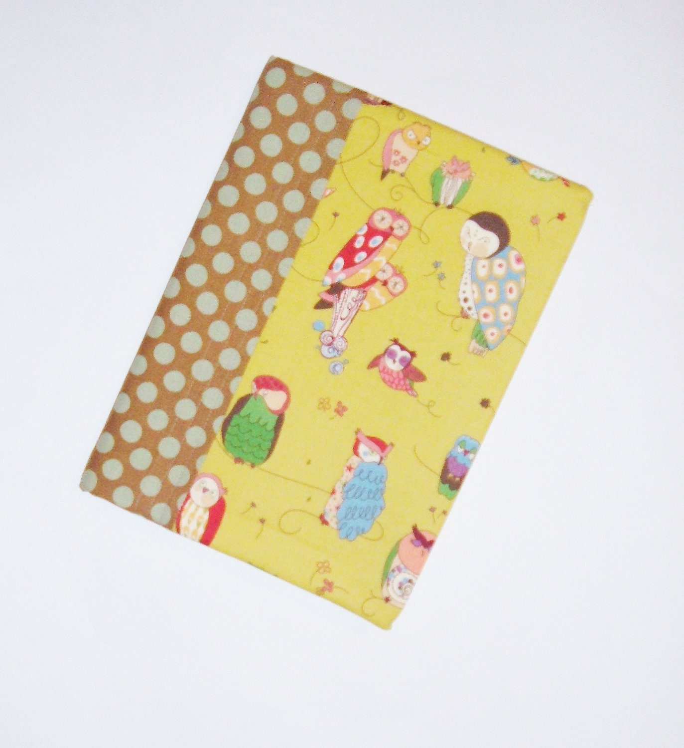 Journal - Fabric Covered Notebook  - Owls - Diary - Back to School - pasqueflower