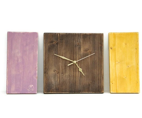Modern Wall Clock, Wall Hanging, Minimal decor, lilac, walnut, mustard