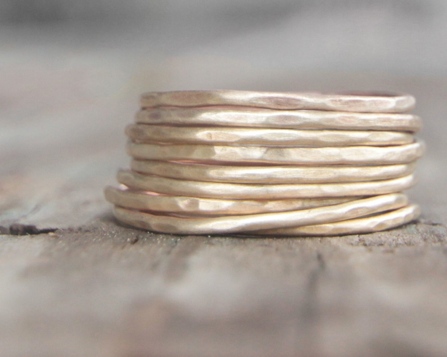 Stacking Skinny Rustic Rings Gold Dust Rings NINE Stacking Hammered Brushed Soldered Delicate Simple Rings Chic Spring Fashion