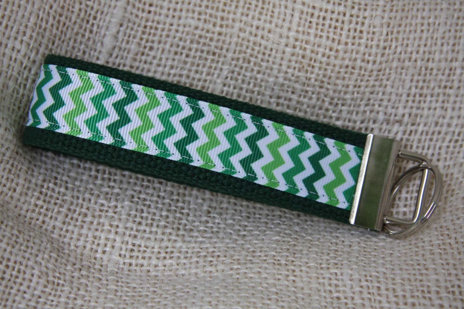 Key fob wristlet - green chevron