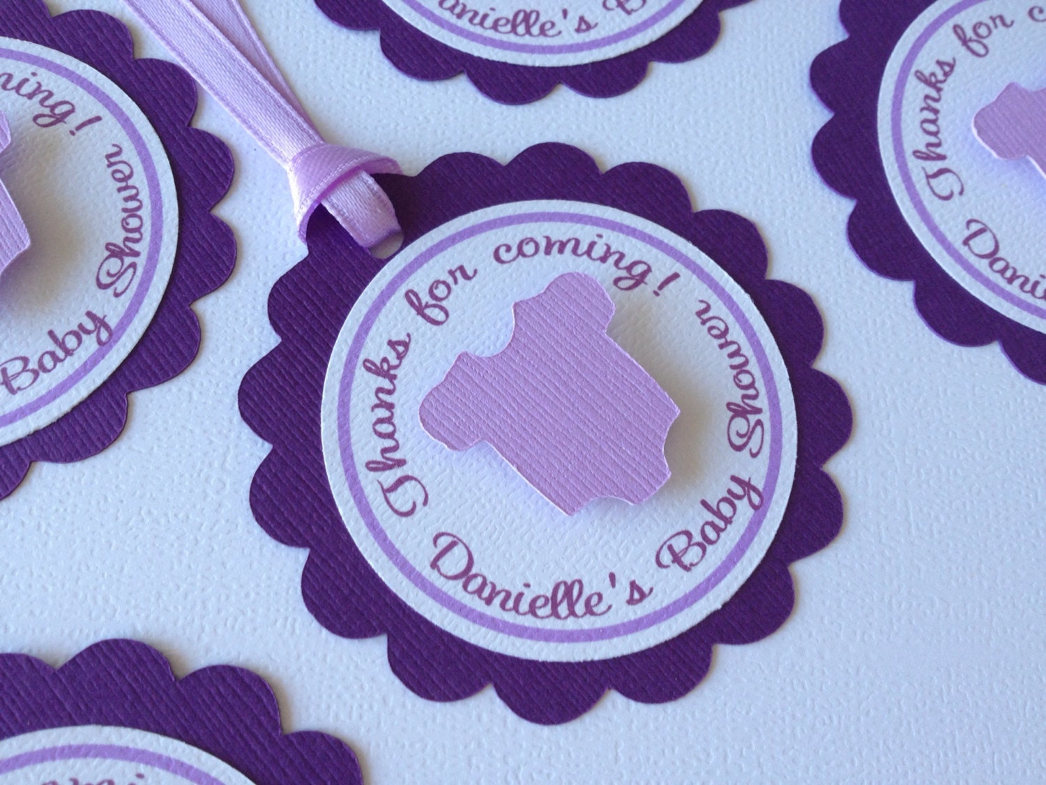 Baby Shower Favor Tags - One Dozen - Baby Girl - Purple- Lavender- White Il_170x135