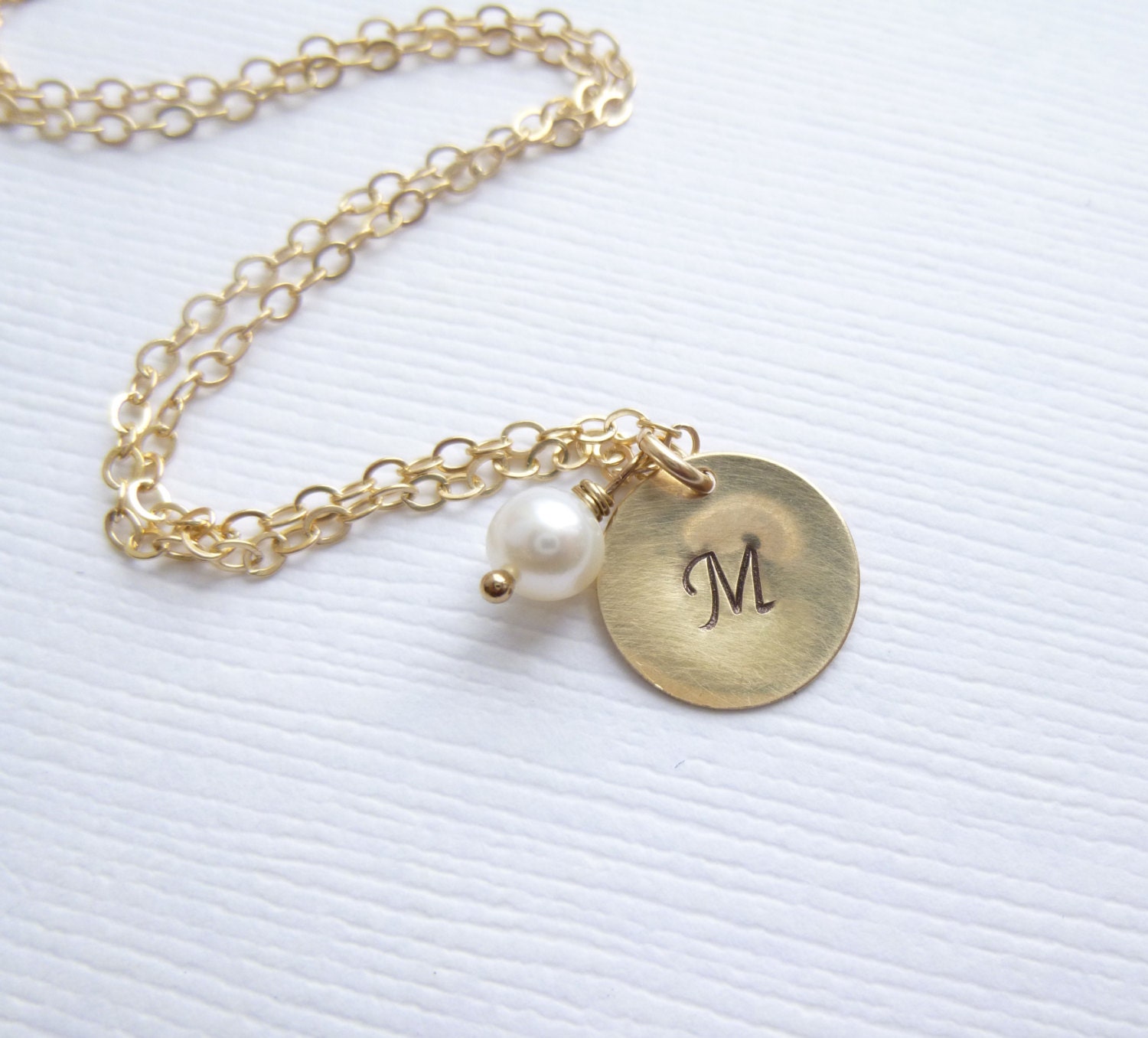 Gold Initial Disc Necklace -- Personalized 14K Gold Filled Disc Charm -- Friendship -- Bridesmaids -- Mothers