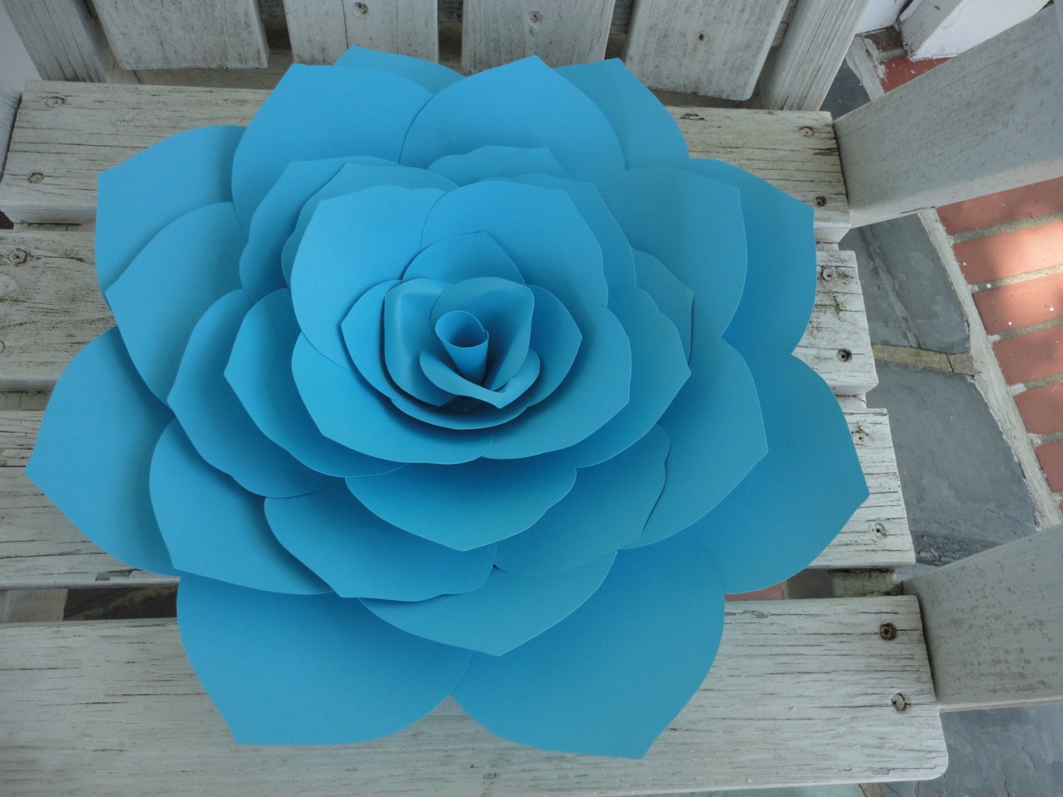 Large Turquoise Rose Paper Rose Extra Large Paper Rose READY TO SHIP