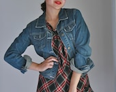 Vintage 1980s Red Plaid School Girl Dress. Vintage Gap Dress. School Uniform Dress. Size S-M