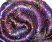 Batt Merino Bamboo Pulled Sari Silk Angelina 1.8 oz 53g OOAK Ready to Ship International - Reaver