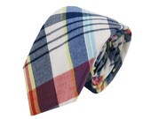 Necktie - Large Plaid Red Navy White